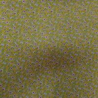 Coton popeline jaune imprimé liberty fleurs ton blanc et rose