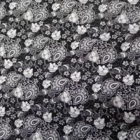 coton popeline noire imprimé fleurs ton blanc en ligne
