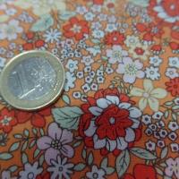 Coton popeline orange imprime liberty motifs petite fleurs4