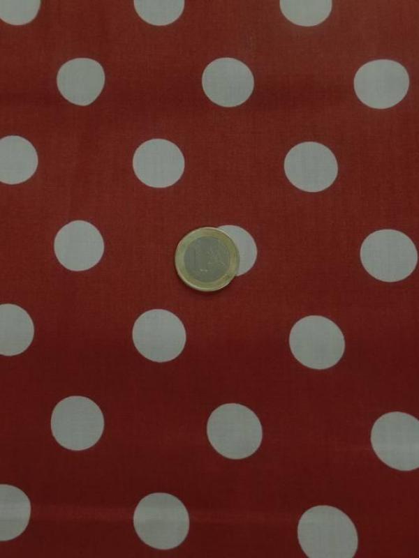 coton popeline rouge bordeaux a pois blanc pour Mini
