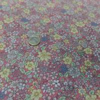 Coton popeline saumon imprime liberty motifs petite fleurs