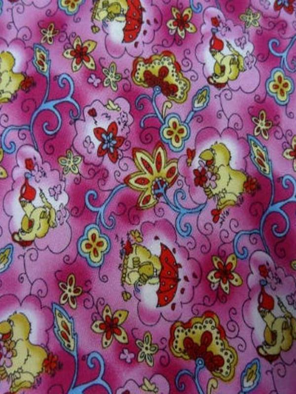 Coton rose imprime canard en 1 40m de large