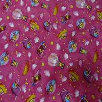 Coton rose imprime canard volant en 1 40m de large