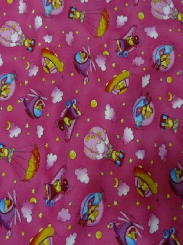 Coton rose imprime canard volant en 1 40m de large