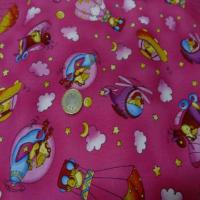 Coton rose imprime canard volant en 1 40m de large7