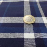 tissu Coton style madras ton bleu et blanc chiné