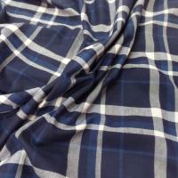 Coton style madras ton bleu et blanc chiné
