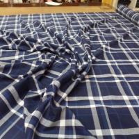 Coton style madras ton bleu et blanc chiné