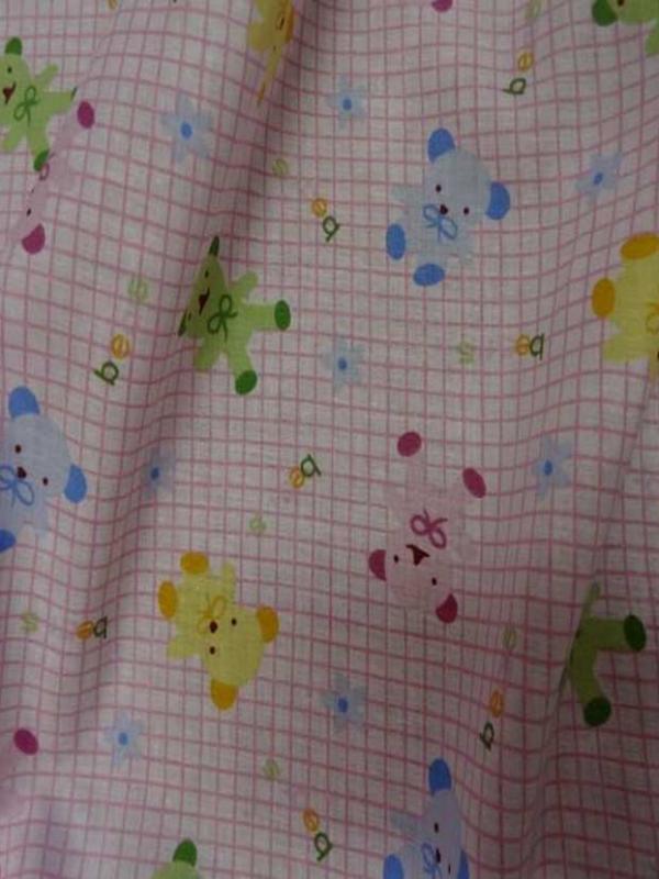 Coton ton rose enfant a carreaux motif ourson