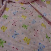 Coton ton rose enfant a carreaux motif ourson0