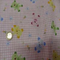 Coton ton rose enfant a carreaux motif ourson1