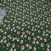 Coton ton vert imprime bonhomme de neige blanc