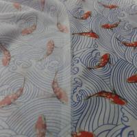 Voile de coton imprimé carpe koi orange
