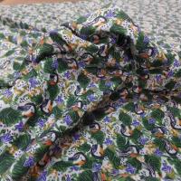 Coton tres fin imprime ton de vert blanc orange abricot