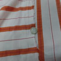 tissu coton viscose blanc cassé a rayures orange