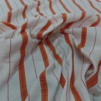 tissu coton viscose blanc cassé a rayures orange
