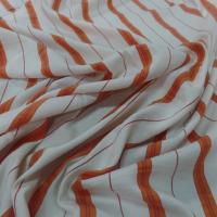 tissu coton viscose blanc cassé a rayures orange
