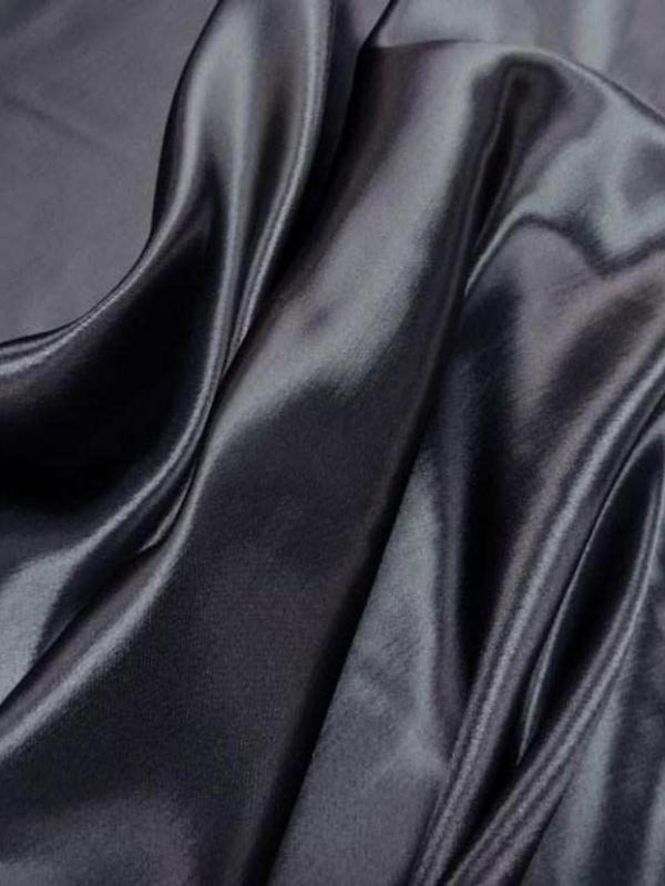 Coupon de beau satin en viscose ton gris anthracite
