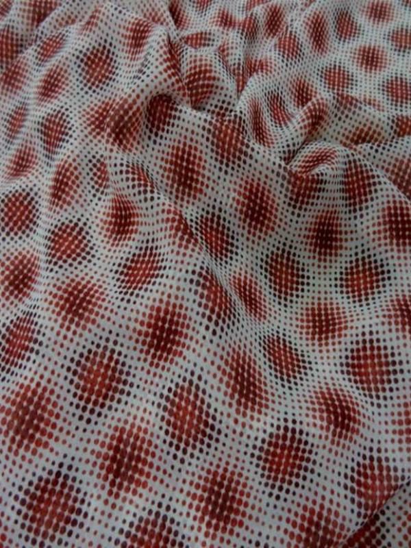 Coupon de crepe georgette imprime ton blanc rouge bordeaux