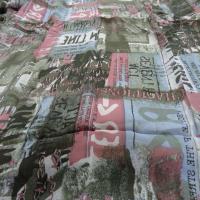 Coupon de crepe viscose imprime kaki rose bleu 1 40m