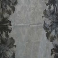 Coupon de lin blanc imprime gris beige et taupe 1 80m