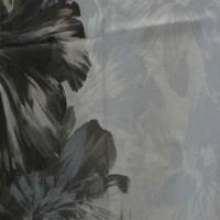 Coupon de lin blanc imprime gris beige et taupe 1 80m01