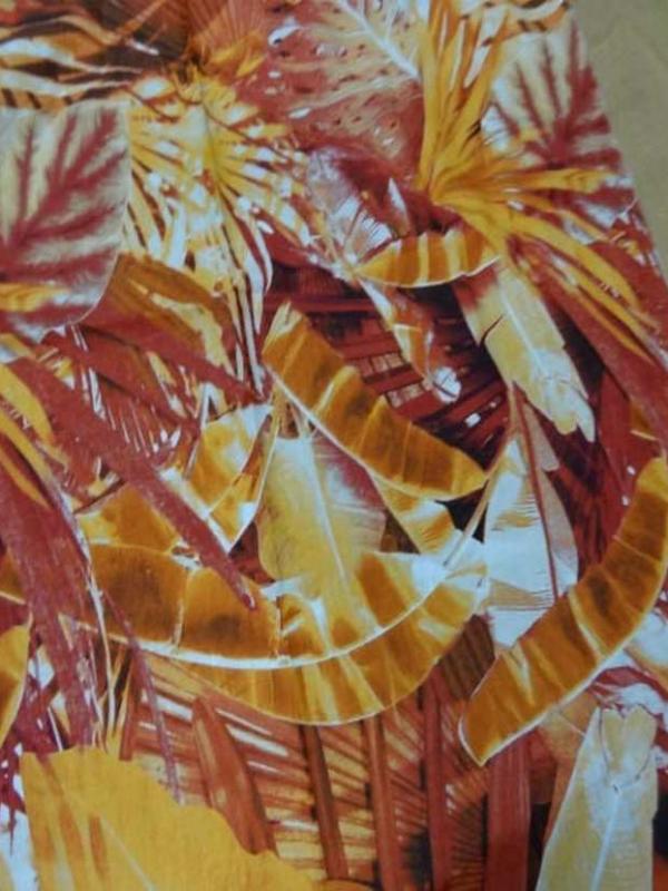 Coupon de lin imprime orange rouille