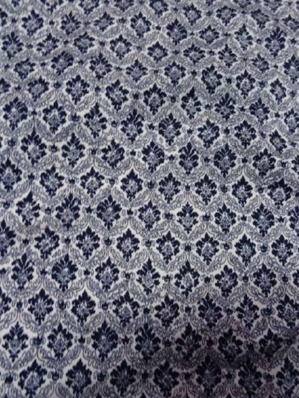 Coupon de lycra imprime blanc bleu 3m
