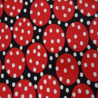 Coupon de lycra imprime ton noir rouge a pois blanc 1m