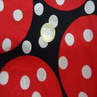 Coupon de lycra imprime ton noir rouge a pois blanc 1m7