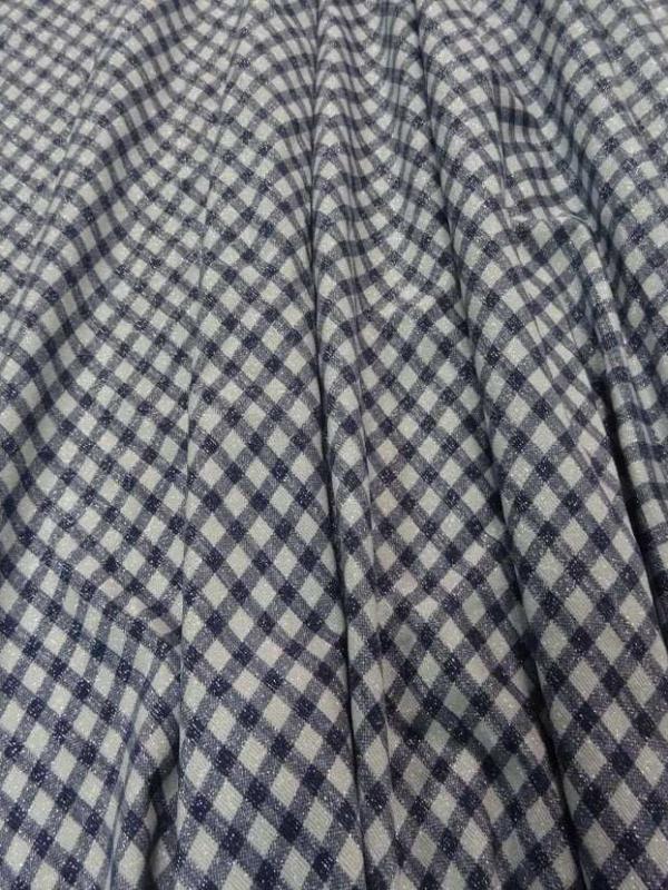 Coupon de lycra lurex a carreaux ton gris