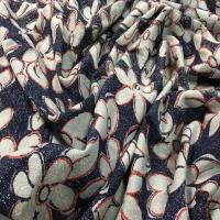 Coupon de lycra lurex metal imprime fleurs bleu blanc et rouge 2 20m0