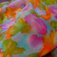 Coupon de mousseline de soie imprimee ton bleu orange rose vert3 1