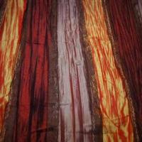 Coupon de taffetas faconne ton bordeaux orange