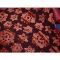 Coupon de tissus d ameublement motifs fleurs devore orange 1m