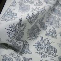Coupon de toile de jouy en polyester lin motifs bleu marine 2 10m9
