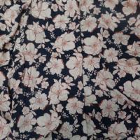 Coupon de viscose imprime fleurs ton marron beige