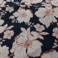 coupon de viscose imprimé fleurs ton marron ,beige