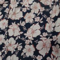 coupon de TISSU viscose imprimé fleurs ton marron ,beige