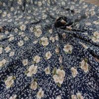 Coupon de viscose noire imprime fleurs ton jaune safran 2m
