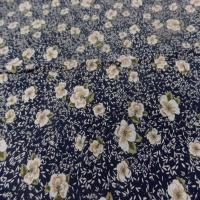 Coupon de viscose noire imprime fleurs ton jaune safran 2m7