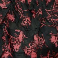 Coupon de voile lycra noir a motifs facon dentelle devore rose 1 40m2