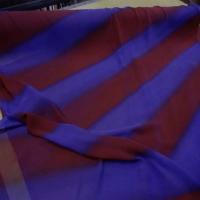 Crepe georgette a rayure ton rouille violet5