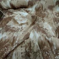 Crepe georgette imprime beige marron1