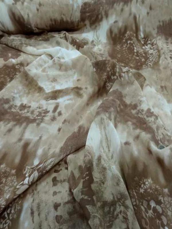 Crepe georgette imprime beige marron1