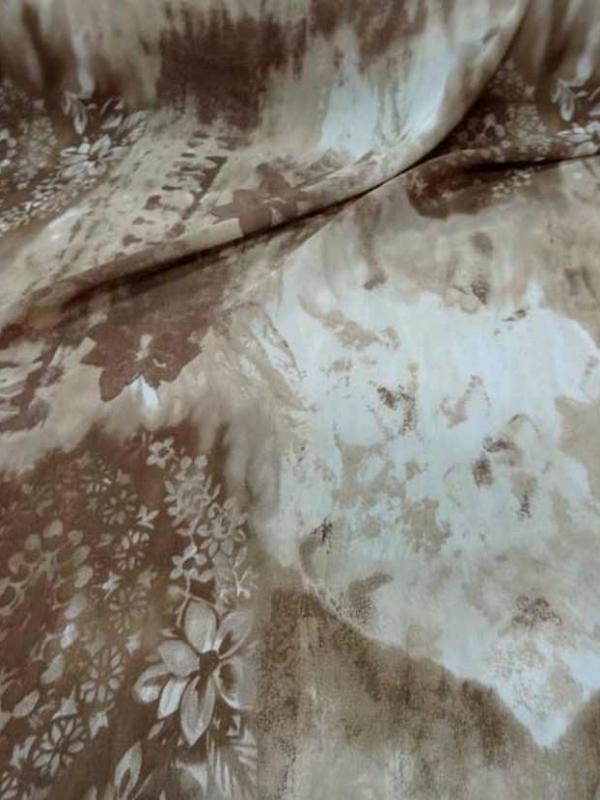 Crepe georgette imprime beige marron1