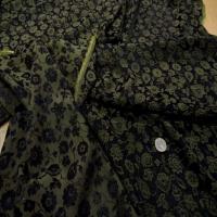 Crepe satin faconne kaki noir0