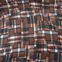 Crepon coton ton marron a carreaux