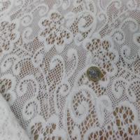 tissu dentelle de laine mélangé blanc cassé en 1.50m pas cher