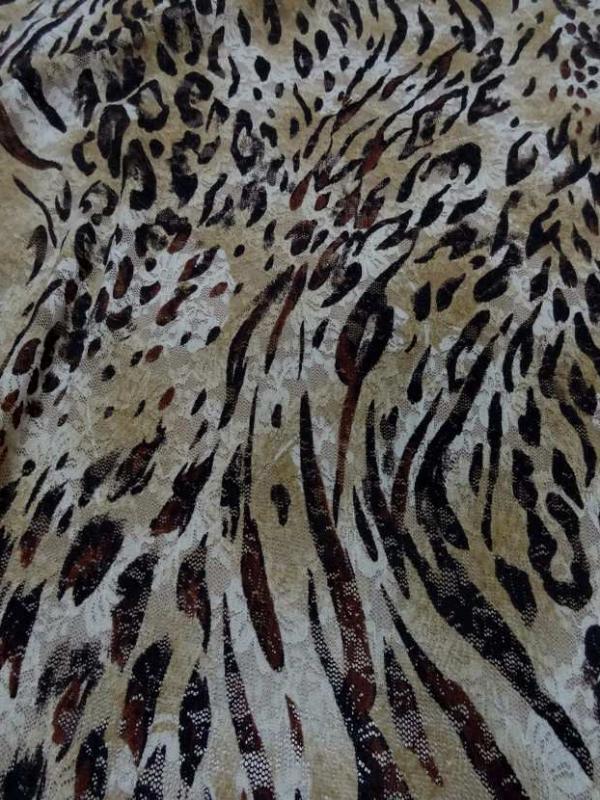 Dentelle lycra imprime leopard